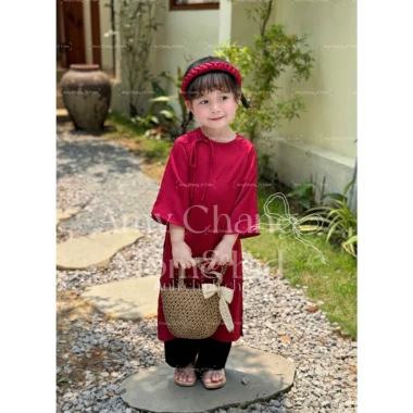 Áo dài cặp bé trai và bé gái cao cấp AMY CHANG chất mềm mịn mát giảm giá 261k