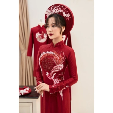 Áo Dài Cặp Cưới Hỏi Truyền Thống Màu Đỏ ADC05 - Giá 650.000 VND, Cô Dâu Chú Rể