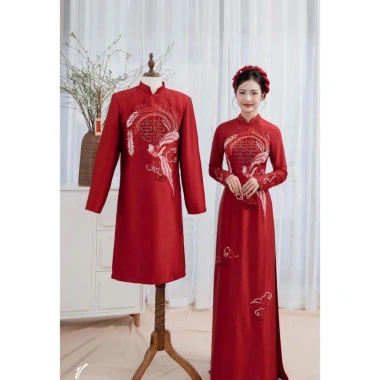 Áo Dài Cặp Cưới Hỏi Truyền Thống Màu Đỏ ADC05 - Giá 650.000 VND, Cô Dâu Chú Rể