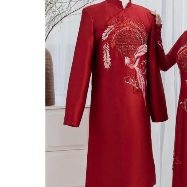 Áo Dài Cặp Cưới Hỏi Truyền Thống Màu Đỏ ADC05 - Giá 650.000 VND, Cô Dâu Chú Rể