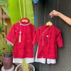 Áo Dài Cặp Đôi Bé Trai và Bé Gái Đón Tết Lụa Gấm Vân Cao Cấp Mềm Mại Giá 169k 2