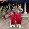Áo Dài Cặp Đôi Bé Trai và Bé Gái Đón Tết Lụa Gấm Vân Cao Cấp Mềm Mại Giá 169k 6