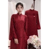 Áo dài cặp đôi cưới hỏi màu đỏ áo dài cô dâu giảm giá 420.000đ chỉ 420k