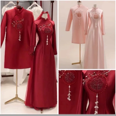 Áo dài cặp đôi cưới hỏi sang trọng, áo dài cô dâu và chú rể giá chỉ 790.000 VNĐ Áo dài cặp đôi cưới hỏi sang trọng, áo dài cô dâu và chú rể giá chỉ 790.000 VNĐ