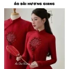 Áo dài cặp đôi đính kết thủ công ngày cưới: Áo Dài Hương Giang Nữ đỏ trung, giảm giá 405.000 VND