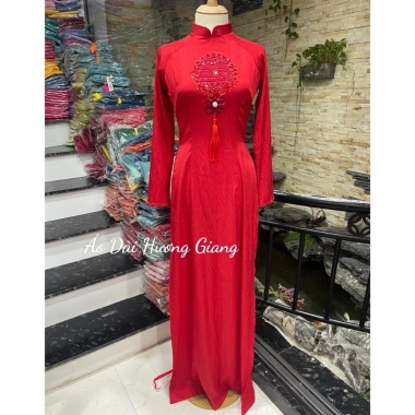 Áo dài cặp đôi đính kết thủ công ngày cưới: Áo Dài Hương Giang Nữ đỏ trung, giảm giá 405.000 VND 8