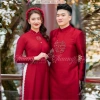 Áo dài cặp đôi nam nữ chữ Hỷ pha lê Chaang - May sẵn cưới cô dâu chú rể đẹp ADC694