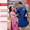 Áo dài cặp đôi nam nữ HANA – Hồng in phụng & Xanh in rồng, chuẩn phom, mặc Tết 2.024