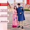 Áo dài cặp đôi nam nữ HANA – Hồng in phụng & Xanh in rồng, chuẩn phom, mặc Tết 2.024 5