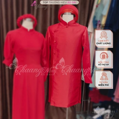 Áo dài cặp đôi nam nữ tay vai bồng ngọc Chaang – Đơn giản, cho đám cưới, lễ tết