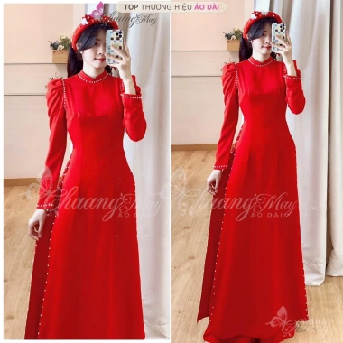 Áo dài cặp đôi nam nữ tay vai bồng ngọc Chaang – Đơn giản, cho đám cưới, lễ tết