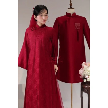 Áo dài cặp đôi ngày vu quy 4 tà, chất liệu thọ dơi cao cấp, nam tatta loại 1, kèm quần thường – giá chỉ 650.000đ
