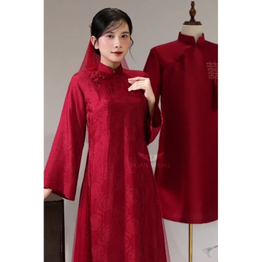 Áo dài cặp đôi ngày vu quy 4 tà, chất liệu thọ dơi cao cấp, nam tatta loại 1, kèm quần thường – giá chỉ 650.000đ