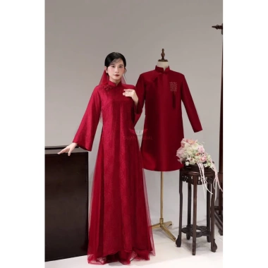 Áo dài cặp đôi ngày vu quy 4 tà, chất liệu thọ dơi cao cấp, nam tatta loại 1, kèm quần thường – giá chỉ 650.000đ