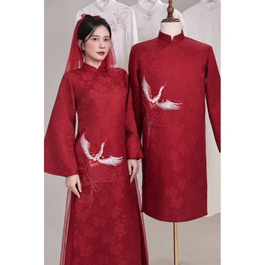 Áo dài cặp thệ chim đính kết thủ công tỉ mỉ, giá 500k giảm mạnh, sang trọng tinh tế Áo dài cặp thệ chim đính kết thủ công tỉ mỉ, giá 500k giảm mạnh, sang trọng tinh tế