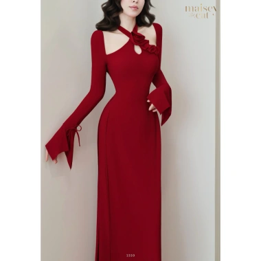 Áo dài Cát Tường MAISEY 1.310 dáng ôm sang trọng đỏ may mắn - Tết giá ưu đãi 652.810₫