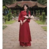 Áo Dài Châu Sa Đính Chấm - Cách Tân, Tay Lỡ, Cổ Tròn, Giá 450.000đ 2