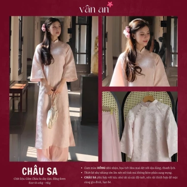 Áo Dài CHÂU SA VÂN AN TẾT 2.026 Dáng Suông Tay Lỡ Hai Tà Gấm Hoa Cao Cấp - Giá 318.999 2