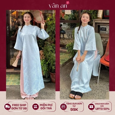 Áo Dài CHÂU SA VÂN AN TẾT 2.026 Dáng Suông Tay Lỡ Hai Tà Gấm Hoa Cao Cấp - Giá 318.999 9