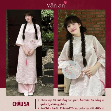 Áo Dài CHÂU SA VÂN AN TẾT 2.026 Dáng Suông Tay Lỡ Hai Tà Gấm Hoa Cao Cấp - Giá 318.999 10