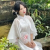 Áo dài cổ yếm tơ óng đính bướm, áo khoác choàng, quần lụa - 24FebStudio AD17, giá ưu đãi 234k 5