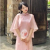 Áo dài cổ yếm tơ óng đính bướm, áo khoác choàng, quần lụa - 24FebStudio AD17, giá ưu đãi 234k 6