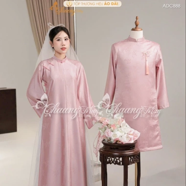 Áo dài cưới cặp đôi Hỷ Trúc Phượng ADC888 may sẵn gấm nam nữ dáng suông - 396,165₫