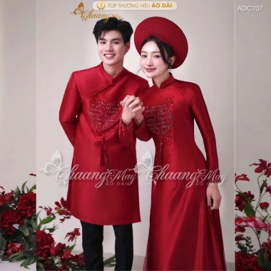 Áo dài cưới cặp đôi nam nữ song hỷ ngọc Phalê cao cấp ADC707 - đẹp sang trọng, giá ưu đãi 565.950 VND 5