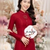 Áo dài cưới đỏ đậm cô dâu lụa vân gỗ, đính đá pha lê cao cấp, may sẵn - 130.500₫ 2
