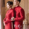 Áo dài cưới đỏ đậm cô dâu lụa vân gỗ, đính đá pha lê cao cấp, may sẵn - 130.500₫ 8