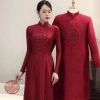 Áo dài cưới Hỷ Trọng Đại cao cấp lụa vân gỗ – áo đôi nam nữ ăn hỏi, dạm ngõ, giá ưu đãi 675k
