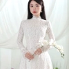 Áo dài cưới Ren Trắng cao lụa cao cấp, cô dâu dạm ngõ, cặp đôi - giá 765.000