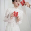 Áo dài cưới Ren Trắng cao lụa cao cấp, cô dâu dạm ngõ, cặp đôi - giá 765.000 6