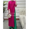 Áo dài dáng suông nữ gấm đỏ đô, cổ tròn, may sẵn xuông bầu dự tiệc lễ tết 6