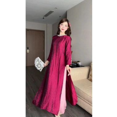 Áo Dài Dáng Suông Tường Xuân LIMISU – Cách Tân Vải Gấm Tơ, Tay Loe, Đón Tết 2.026 Giá 368.000₫