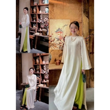 Áo Dài Diễm Châu Cách Tân Cổ Tròn Dáng Xuông Dài - May Sẵn Cao Cấp Giá 328.500₫