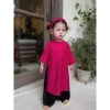 Áo dài đỏ cách tân cho bé gái Tết, form suông cổ tây, kèm mấn cài đầu - 229.000₫ 4