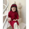 Áo dài đỏ cách tân Mẹ và Bé Ngọc Điệp - Chất tơ mềm, thời trang Tết, giá 99.500đ 4
