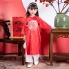 Áo dài đôi bé trai bé gái cặp thêu long phượng, gấm Hàn mềm đỏ xinh MamLa OL199 2