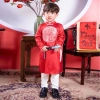 Áo dài đôi bé trai bé gái cặp thêu long phượng, gấm Hàn mềm đỏ xinh MamLa OL199 3