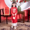 Áo dài đôi bé trai bé gái cặp thêu long phượng, gấm Hàn mềm đỏ xinh MamLa OL199 9