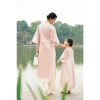 Áo Dài Đôi Mẹ Bé Hồng Pastel 4 Tầng Organza Cao Cấp Lót Lụa Mềm Mại – Thiết Kế Cách Tân Tết Gia Đình 3