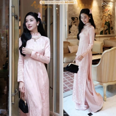 Áo dài gấm Bạch Phượng ADC610 May sẵn – Truyền thống cho tiệc cưới, lễ tết, Giá 288k