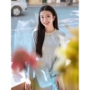 Áo Dài Gấm Dáng Xuông Tay Loe Đính Kết Thủ Công Hàng Mới Tặng Đôi Bông Tai ANNA 2