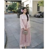 Áo Dài Gấm Dáng Xuông Tay Loe Đính Kết Thủ Công Hàng Mới Tặng Đôi Bông Tai ANNA 5