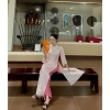 Áo dài gấm hoa dáng xuông màu hồng trẻ trung, truyền thống giá ưu đãi 300k cho Tết 5