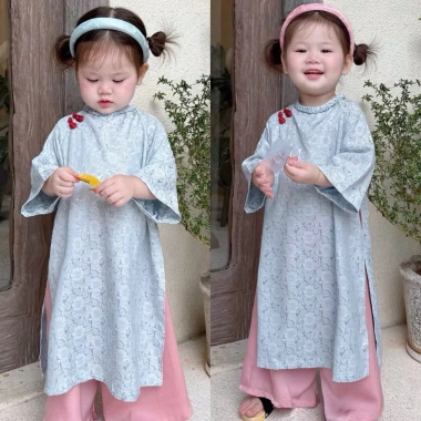Áo Dài Gấm Hoa Tết Bé HCX – Thiết Kế Sang Trọng, Giá Ưu Đãi 223k 2