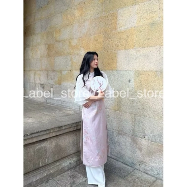 Áo dài gấm thêu tay hai lớp đính nơ ngực Thanh Điệp - Giá giảm còn 318.000₫