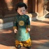 Áo Dài Gấm Thêu Tết Cao Cấp cho Bé Trai AODAI08 giảm giá 369k tặng khăn xếp 10