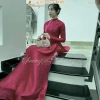 Áo dài gấm tơ đỏ đô Chaang may sẵn, truyền thống trẻ trung, áo dài cô giáo đẹp cho tiệc cưới, lễ tết - ADC731 4